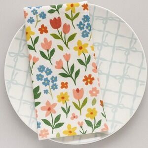 Shabby Chic Dinner Plates Set of 12 Blue Bow Tie‎ Print Plasticware 10.25 Inch